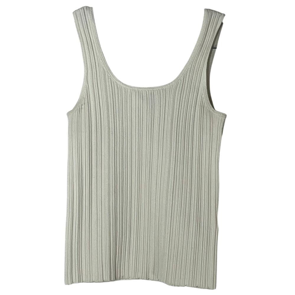 Madewell Cream Ribbed Wide Strap Crew Neck Tank Top Size S